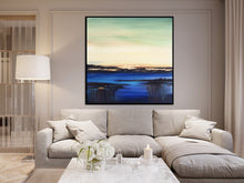 Load image into Gallery viewer, Sunset Painting Blue Gold Leaf Abstract Painting For Living Room Office Sp031