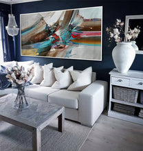 Load image into Gallery viewer, Turquoise Blue Umber Color Abstract Painting Colorful Painting Wp063