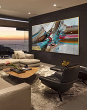 Load image into Gallery viewer, Turquoise Blue Umber Color Abstract Painting Colorful Painting Wp063