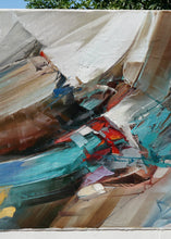 Load image into Gallery viewer, Turquoise Blue Umber Color Abstract Painting Colorful Painting Wp063