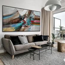 Load image into Gallery viewer, Turquoise Blue Umber Color Abstract Painting Colorful Painting Wp063