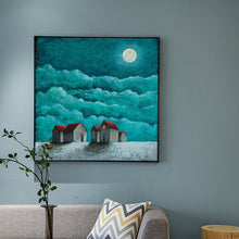 Load image into Gallery viewer, White Moon Red House Green Scenery Painting on Canvas Wp009