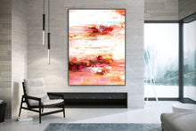 Load image into Gallery viewer, White Pink Red Abstract Painting for Dining Room Kp104