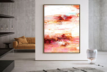Load image into Gallery viewer, White Pink Red Abstract Painting for Dining Room Kp104