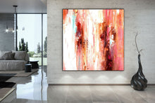 Load image into Gallery viewer, White Pink Red Abstract Painting for Dining Room Kp104