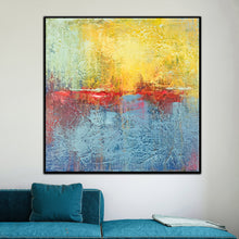 Load image into Gallery viewer, Yellow And Blue Abstract Painting Sunset Art On Canvas Sp058