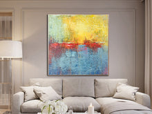 Load image into Gallery viewer, Yellow And Blue Abstract Painting Sunset Art On Canvas Sp058