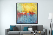 Load image into Gallery viewer, Yellow And Blue Abstract Painting Sunset Art On Canvas Sp058