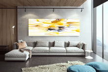 Load image into Gallery viewer, Yellow And White Abstract Painting Textured Artwork Kp097