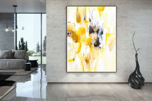 Load image into Gallery viewer, Yellow And White Abstract Painting Textured Artwork Kp097