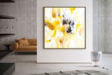 Load image into Gallery viewer, Yellow And White Abstract Painting Textured Artwork Kp097