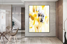 Load image into Gallery viewer, Yellow And White Abstract Painting Textured Artwork Kp097