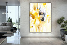 Load image into Gallery viewer, Yellow And White Abstract Painting Textured Artwork Kp097