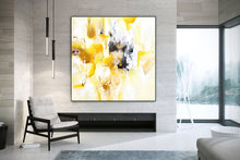 Load image into Gallery viewer, Yellow And White Abstract Painting Textured Artwork Kp097