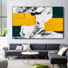Load image into Gallery viewer, Yellow Black White Abstract Painting Geometric Art Sp109