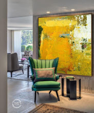 Load image into Gallery viewer, Yellow Gold Abstract Painting for Office Sp014