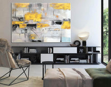 Load image into Gallery viewer, Yellow Gray Abstract Painting Dining Room Wall Art Wp007