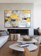 Load image into Gallery viewer, Yellow Gray Abstract Painting Dining Room Wall Art Wp007