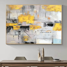 Load image into Gallery viewer, Yellow Gray Abstract Painting Dining Room Wall Art Wp007