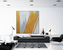 Load image into Gallery viewer, Yellow Gray Abstract Painting Oversized Wall Art Sp076