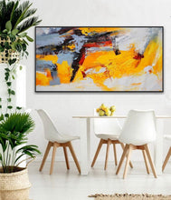 Load image into Gallery viewer, Yellow Gray White Abstract Painting Palette Knife Painting Sp067