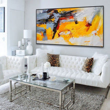 Load image into Gallery viewer, Yellow Gray White Abstract Painting Palette Knife Painting Sp067