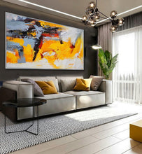 Load image into Gallery viewer, Yellow Gray White Abstract Painting Palette Knife Painting Sp067