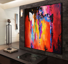 Load image into Gallery viewer, Yellow Orange Red Purple Abstract Painting Colorful Living Room Art Wp053