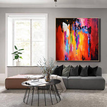 Load image into Gallery viewer, Yellow Orange Red Purple Abstract Painting Colorful Living Room Art Wp053
