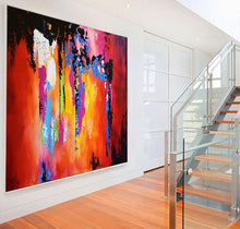 Load image into Gallery viewer, Yellow Orange Red Purple Abstract Painting Colorful Living Room Art Wp053