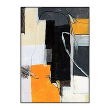 Load image into Gallery viewer, Yellow canvas painting Beige Black painting Geometric Art Wp071