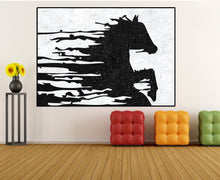 Load image into Gallery viewer, Black and White Horse Painting Canvas Wall Art Fp022