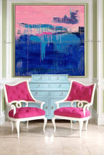 Load image into Gallery viewer, Blue Pink Hand Made Abstract Art Acrylic Painting Living Room Wall Art Yp090