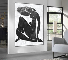 Load image into Gallery viewer, Abstract Nude Painting on Canvas Black and White Handmade Fp005
