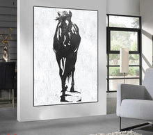 Load image into Gallery viewer, Horse Painting on Canvas Black and White Handmade Original Painting Yp095