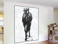 Load image into Gallery viewer, Horse Painting on Canvas Black and White Handmade Original Painting Yp095