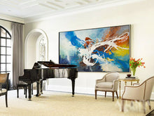 Load image into Gallery viewer, Blue White Orange Contemporary Abstract Art Acrylic Painting Yp096