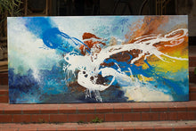 Load image into Gallery viewer, Blue White Orange Contemporary Abstract Art Acrylic Painting Yp096