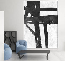 Load image into Gallery viewer, Black and White Abstract Painting on Canvas Handmade Original Painting Fp020