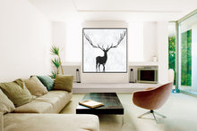 Load image into Gallery viewer, Large Abstract Deer Painting Black and White Painting Yp093