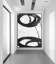 Load image into Gallery viewer, Black and White Original Abstract Art Large Canvas Painting Fp012