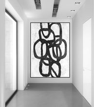 Load image into Gallery viewer, Black and White Abstract Painting Original Painting on Cnvas Fp024