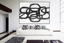Load image into Gallery viewer, Black and White Abstract Painting Original Painting on Cnvas Fp024