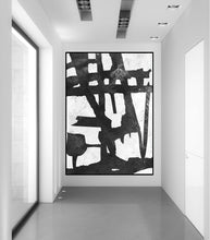 Load image into Gallery viewer, Black and White Wall Art, Minimalist Original Painting Fp003