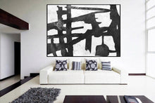 Load image into Gallery viewer, Black and White Wall Art, Minimalist Original Painting Fp003