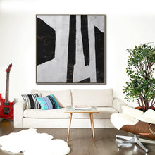 Load image into Gallery viewer, Black And White Abstract Painting on Canvas Minimalist Painting Fp017