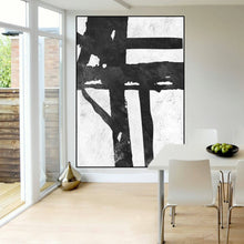 Load image into Gallery viewer, Black and White Abstract Painting on Canvas Handmade Original Painting Fp020