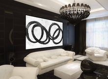 Load image into Gallery viewer, Black and White Circles Handmade Original Abstract Painting Fp013
