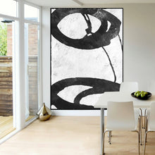Load image into Gallery viewer, Black and White Original Abstract Art Large Canvas Painting Fp012