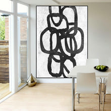 Load image into Gallery viewer, Black and White Abstract Painting Original Painting on Cnvas Fp024